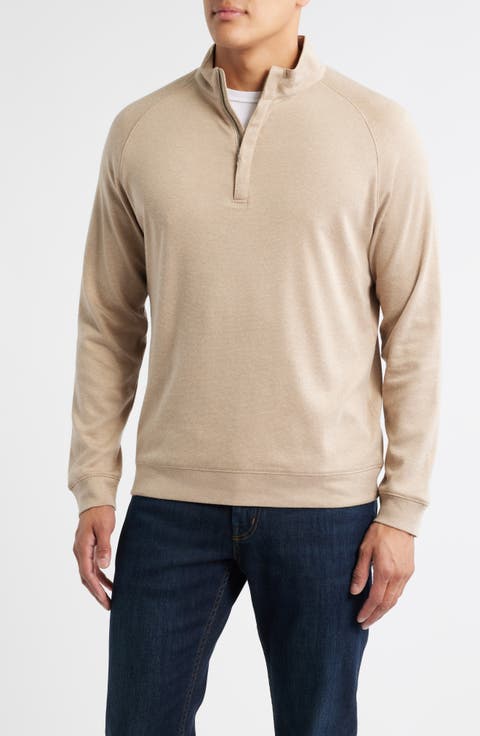 Crown Crafted Grant Bird's Eye Cotton & Cashmere Quarter Zip Pullover