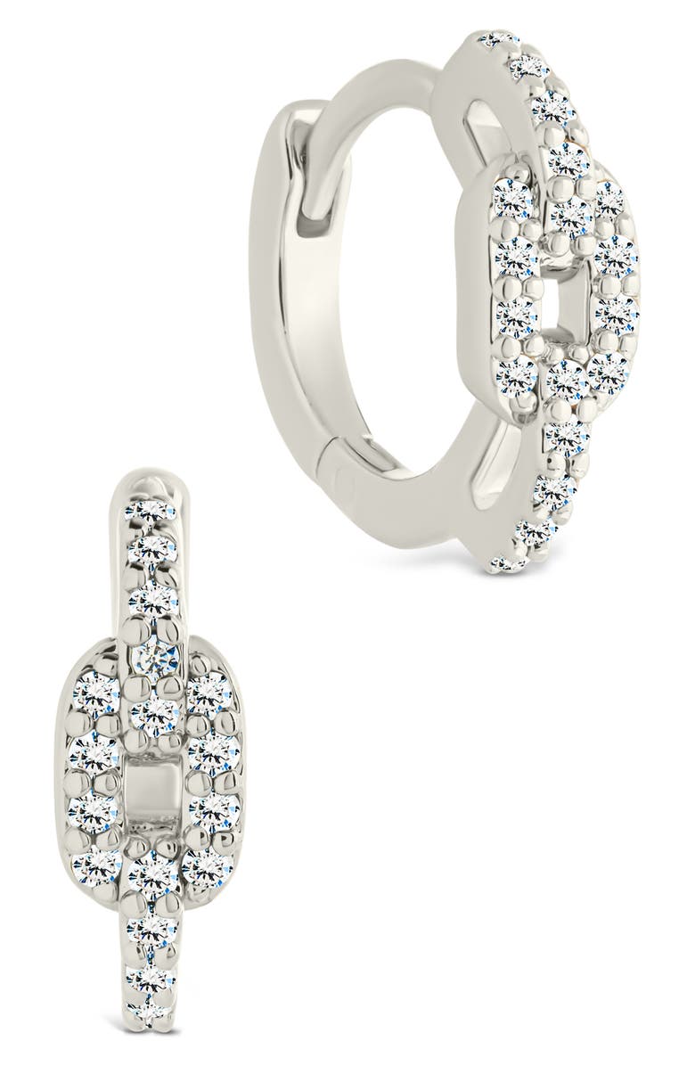 Sterling Forever Deborah Cubic Zirconia Buckle Huggie Hoop Earrings, Main, color, Silver