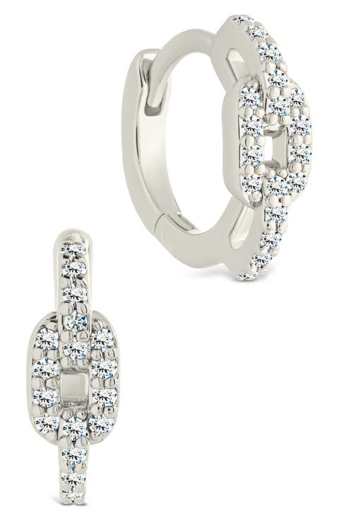 Deborah Cubic Zirconia Buckle Huggie Hoop Earrings