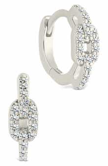 Sterling Forever Deborah Cubic Zirconia Buckle Huggie Hoop Earrings