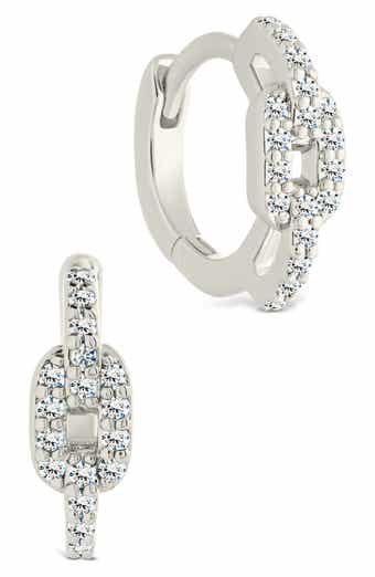 Sterling Forever Deborah Cubic Zirconia Buckle Huggie Hoop Earrings