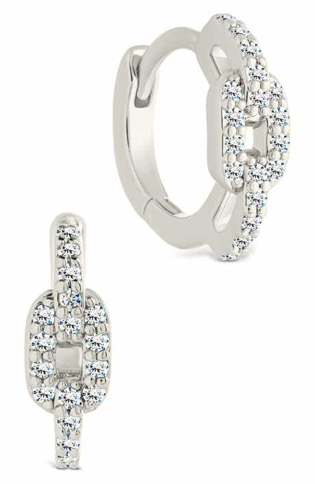 Sterling Forever Deborah Cubic Zirconia Buckle Huggie Hoop Earrings