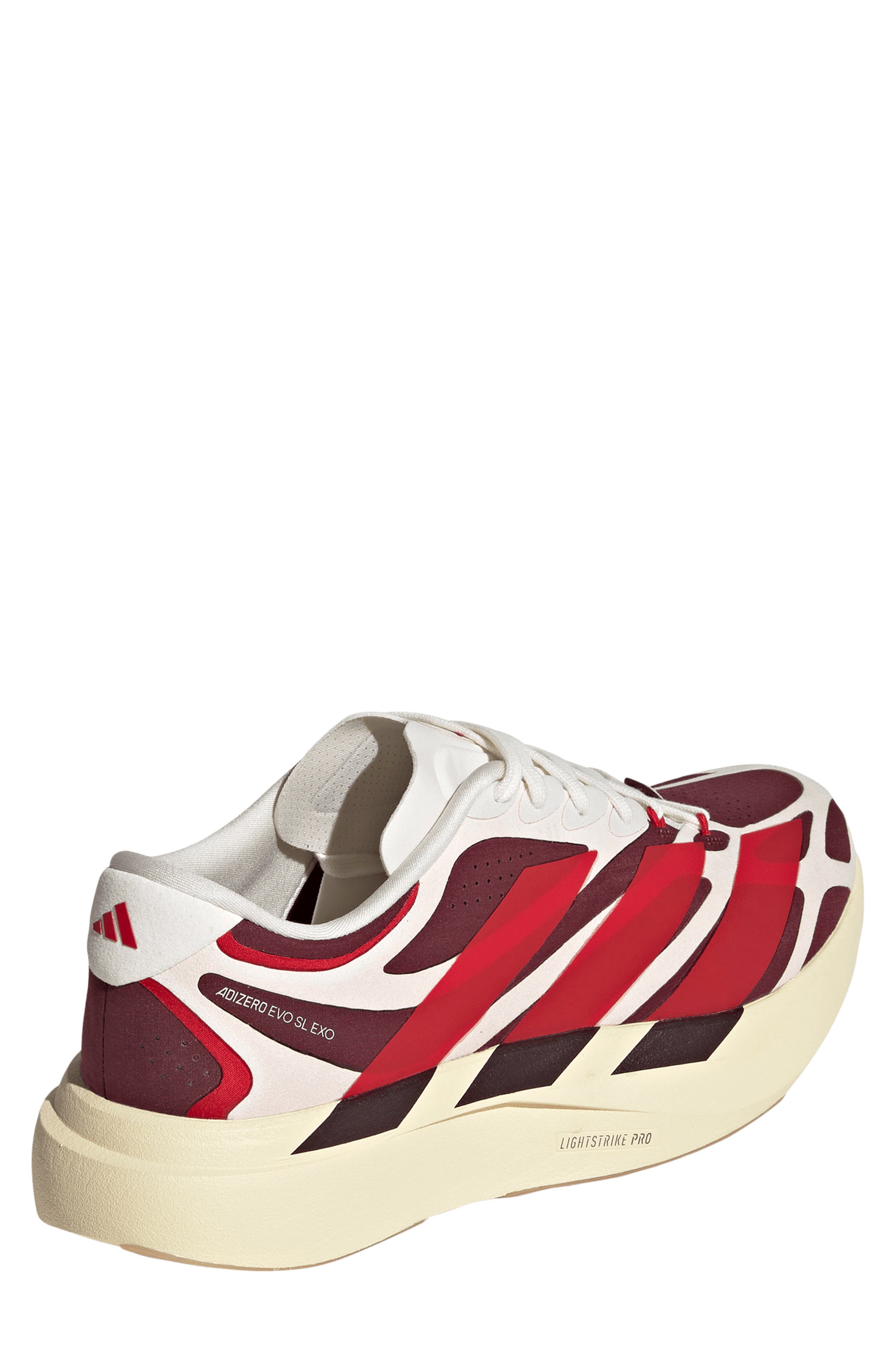 Adizero Evo SL EXO Running Shoe, Alternate, color, WHITE/ SCARLET/ MAROON