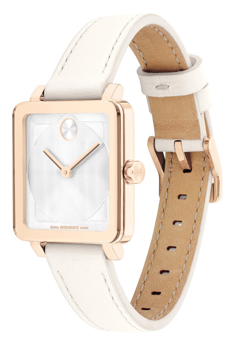 Bold Evolution 2.0 Leather Strap Watch, 34mm, Alternate, color, WHITE