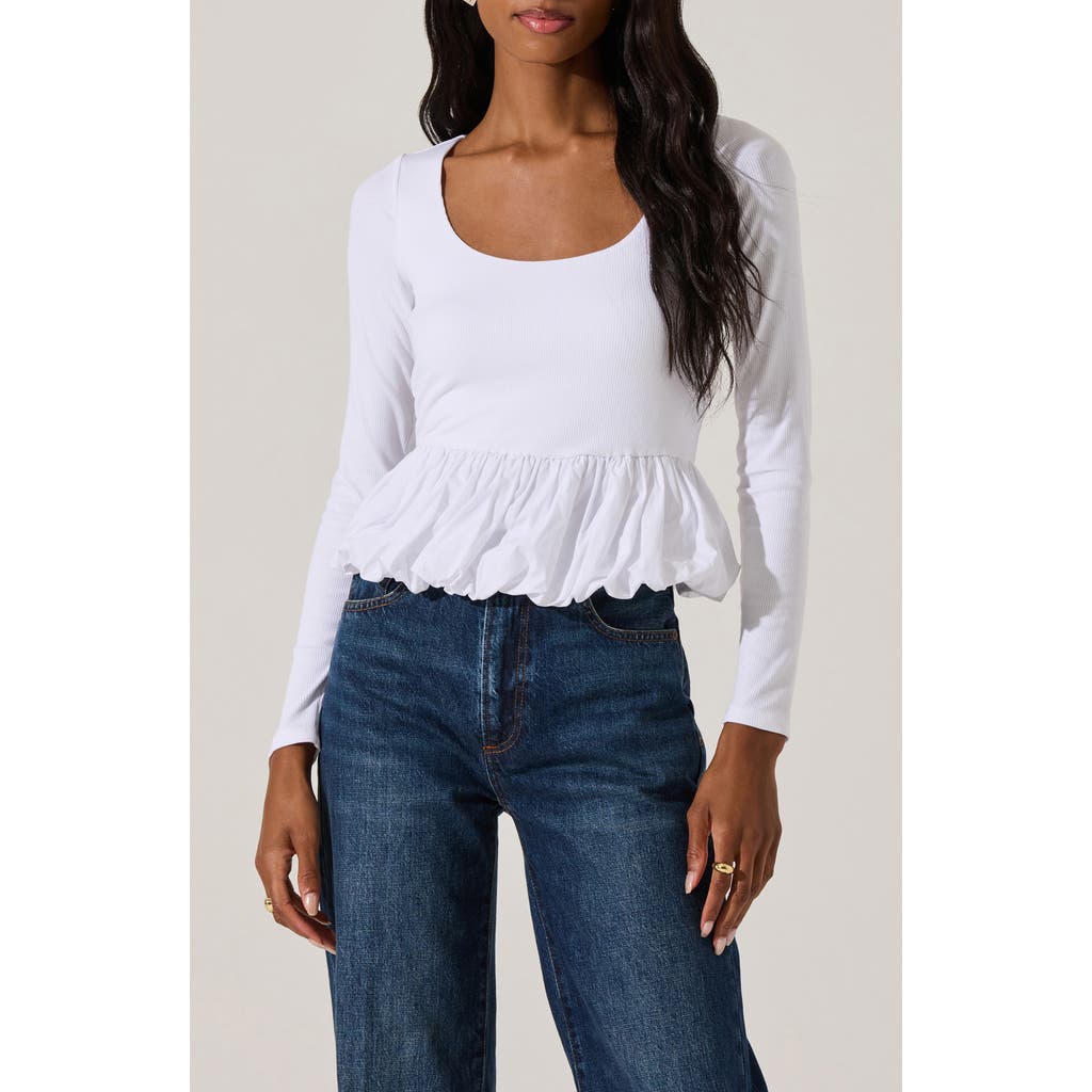 Astr The Label Bubble Peplum Top In White