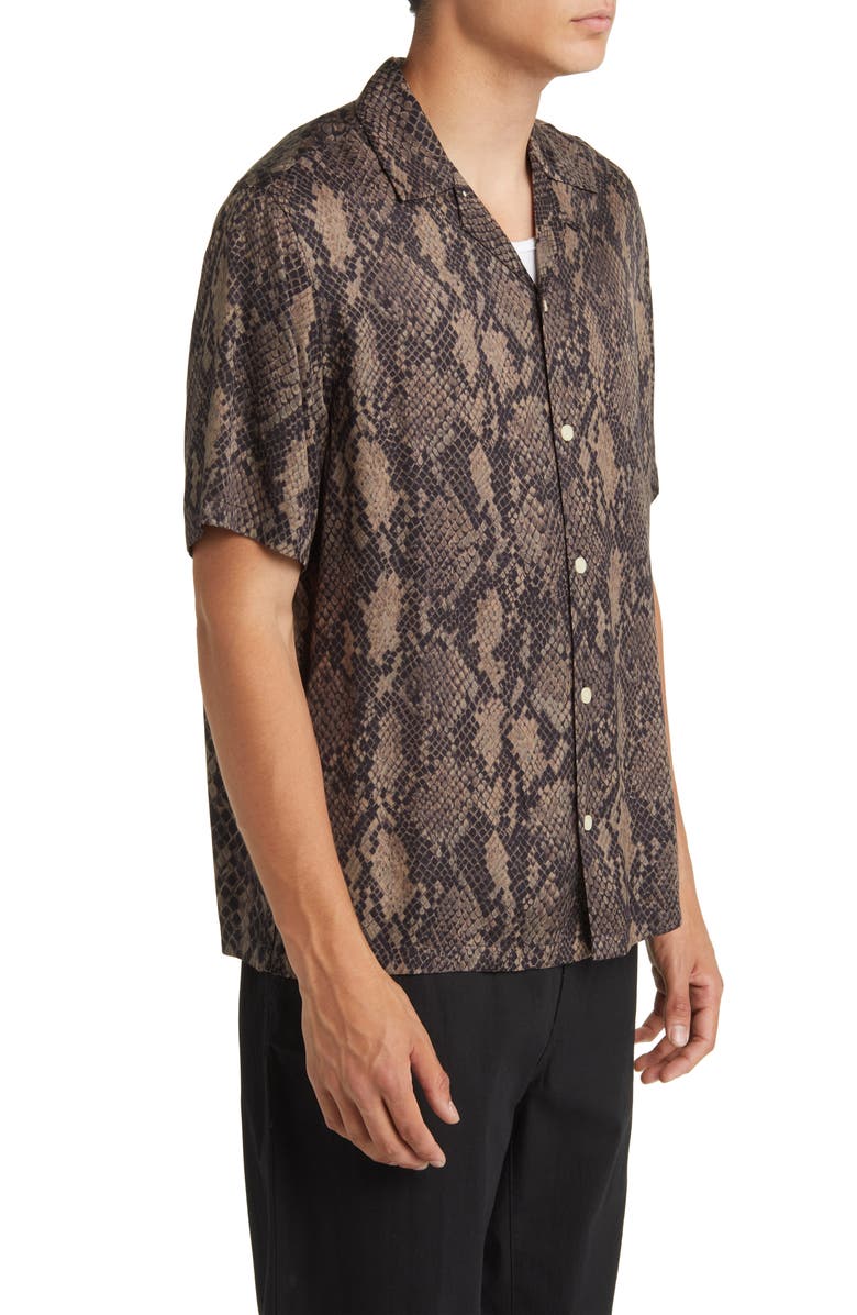 AllSaints Rattle Print Short Sleeve Button-Up Shirt, Alternate, color, 