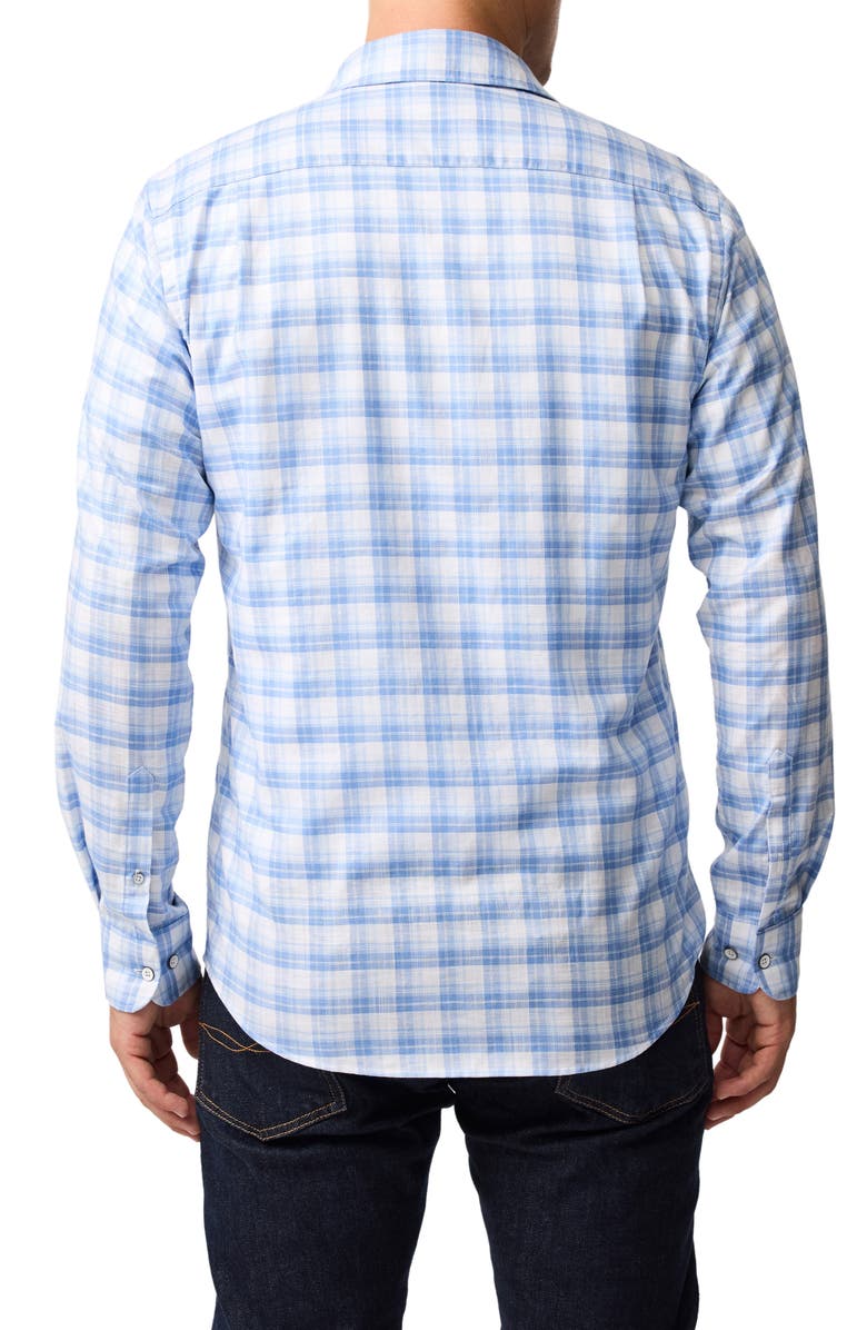 Rodd & Gunn Scarborough Plaid Cotton & Linen Button-Up Shirt, Alternate, color, Marine