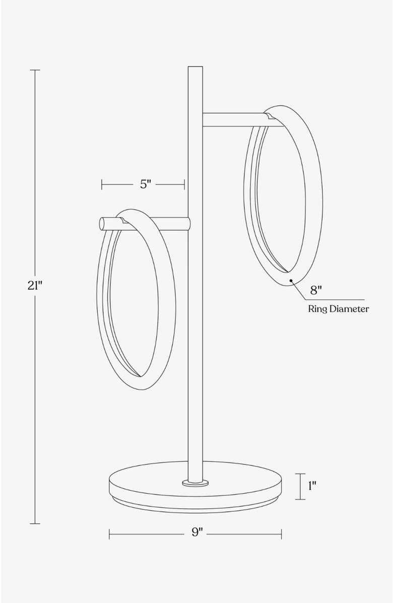 Brightech Saturn 21" LED Table Lamp with Built-In 3-Way Dimmer and 2 Removable Ring Lights, Alternate, color, Antique Brass
