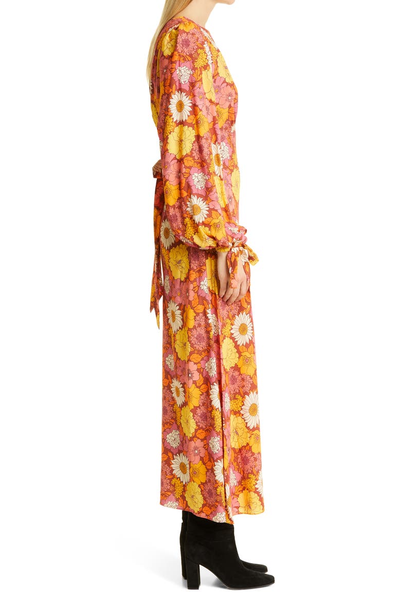 Floral Long Sleeve Dress, Alternate, color, RED