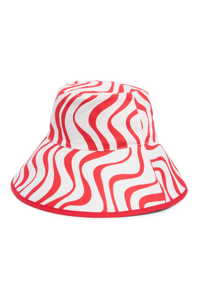 cabana wave bucket hat, Main, color, CREAM/ RED 161