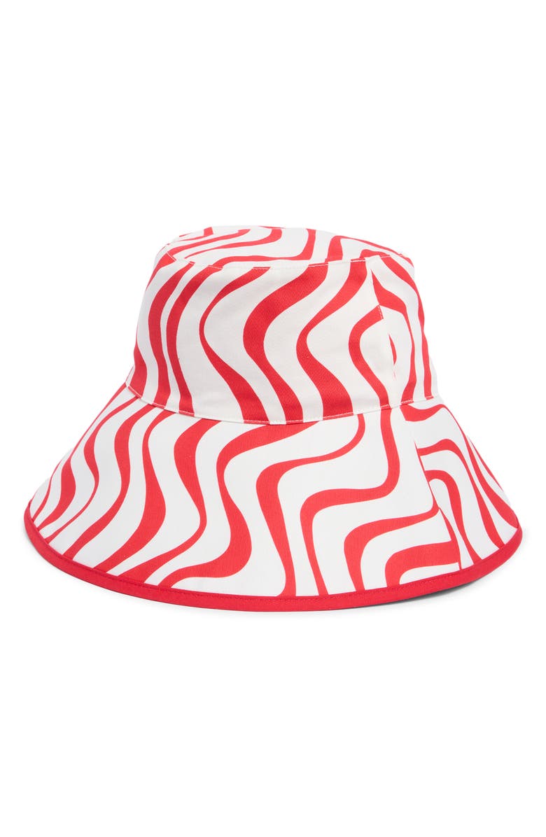 Kate Spade New York cabana wave bucket hat, Main, color, Cream/ Red 161