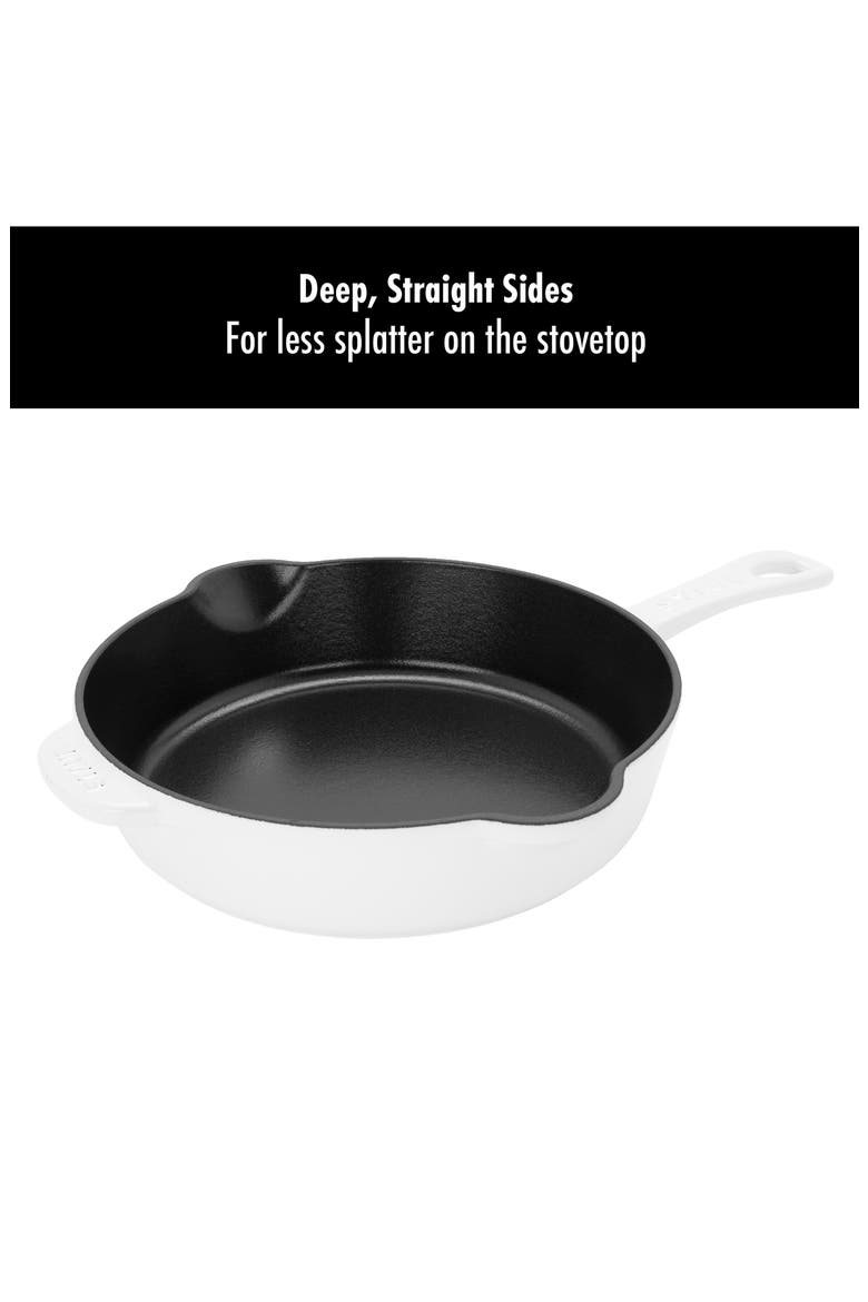 8.5-Inch Enameled Cast Iron Traditional Deep Skillet, Alternate, color, WHITE