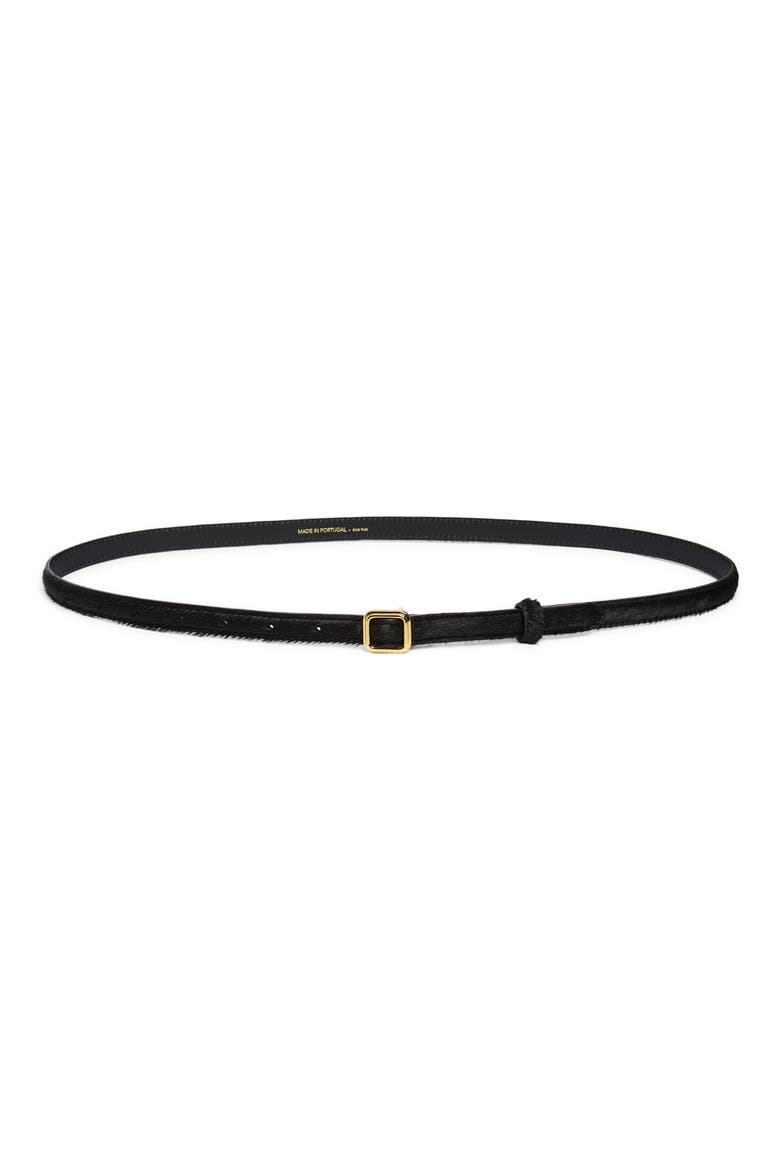 The Georgia Slim Genuine Calf Hair Belt, Main, color, GOLD/ BLACK CALF HAIR