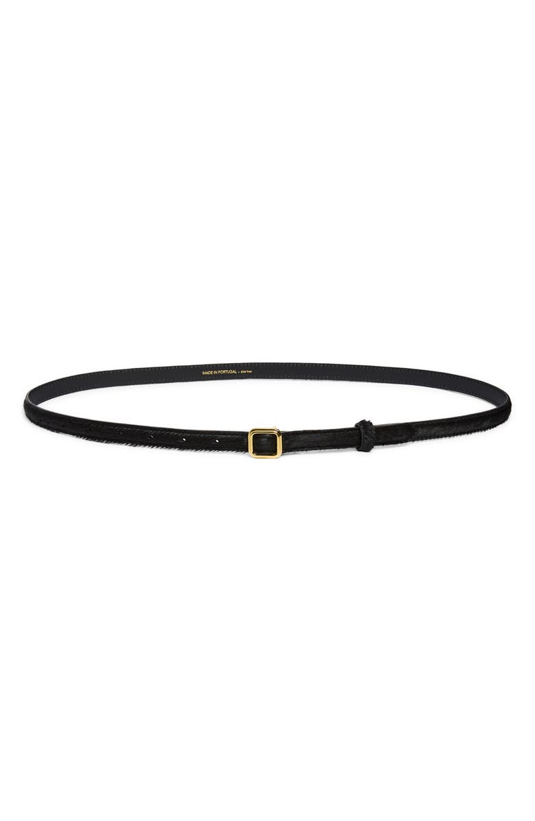 Lié Studio The Georgia Slim Suede Belt, Main, color, Gold/ Black Calf Hair