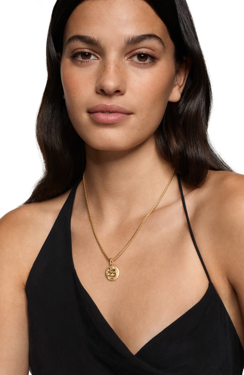 David Yurman Snake Amulet in 18K Yellow Gold with Diamonds, 18.8mm, Alternate, color,