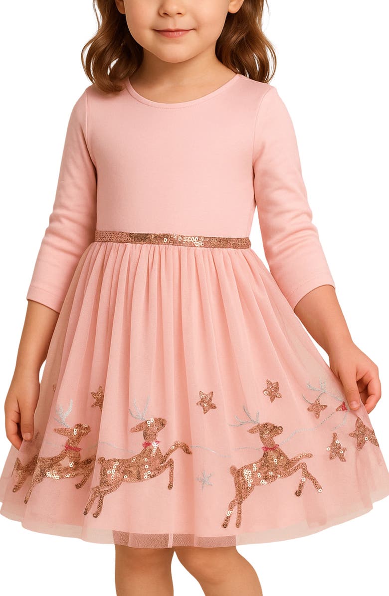 Zunie Kids' Embroidered Sequin Dress, Alternate, color, Pink