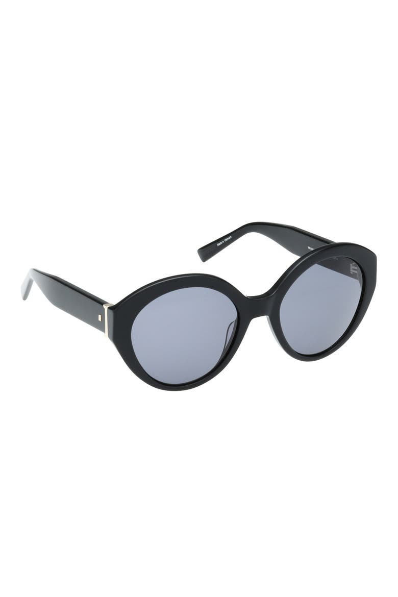 54mm Round Sunglasses, Alternate, color, SHINY BLACK / SMOKE