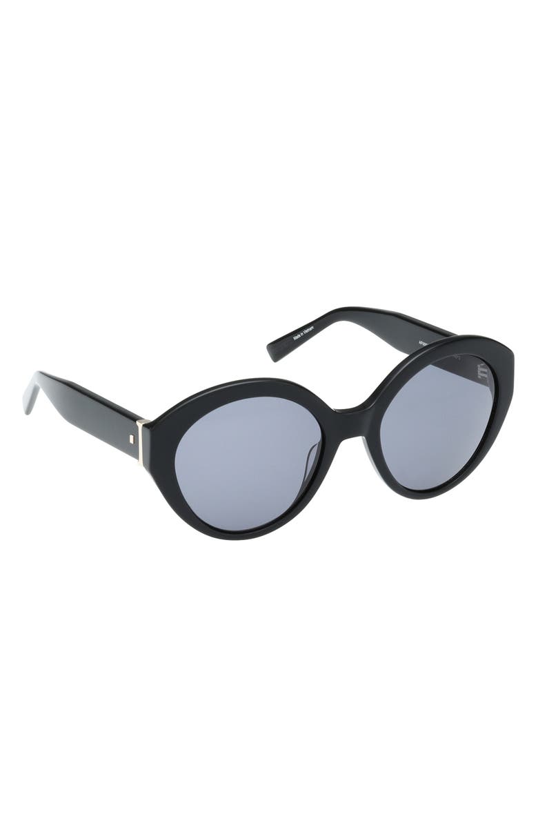 ABERCROMBIE & FITCH 54mm Round Sunglasses, Alternate, color, Shiny Black / Smoke