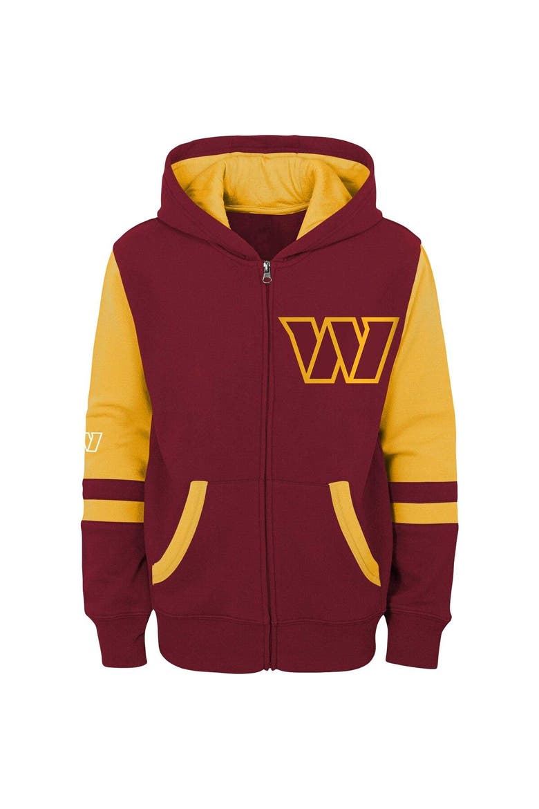 Preschool Burgundy Washington Commanders Stadium Color Block Full-Zip Hoodie, Alternate, color, Burgundy