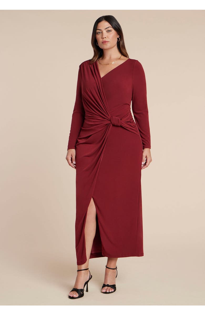ELOQUII Twist Detail Knit Maxi Dress, Alternate, color, Cabernet