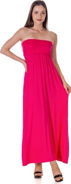 24seven Comfort Apparel Strapless Empire Waist Maxi Dress