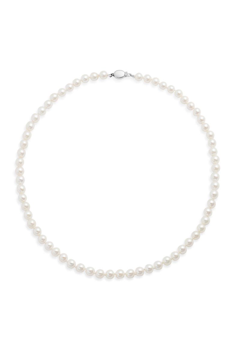 Akoya Pearl Necklace, Main, color, WHITE- 14K WHITE GOLD