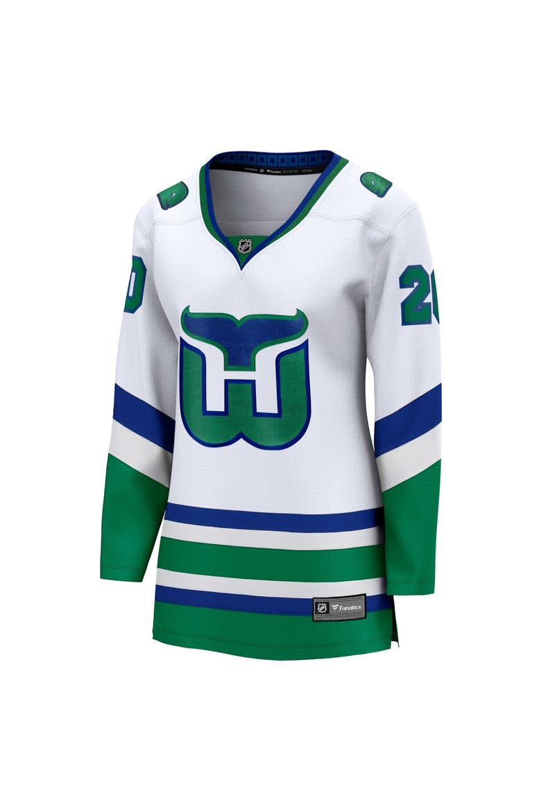 Women's Fanatics Branded Sebastian Aho White Carolina Hurricanes Whalers Premier Breakaway Jersey, Alternate, color, White