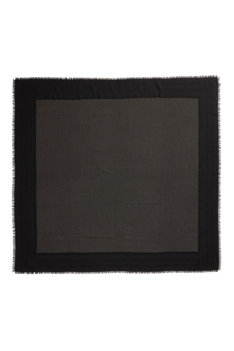 Dots Logo Border Wool & Silk Square Scarf, Main, color, BLACK/ IVORY