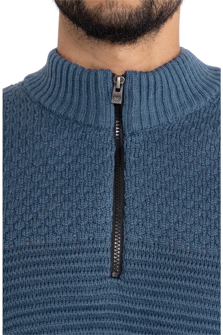 Honeycomb Knit Quarter-Zip Pullover Sweater, Alternate, color, BLUE