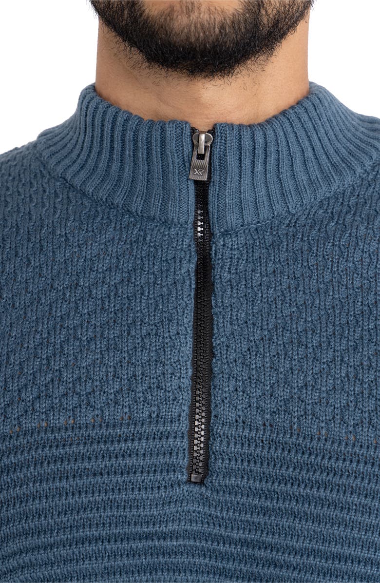 XRAY Honeycomb Knit Quarter-Zip Pullover Sweater, Alternate, color, Blue