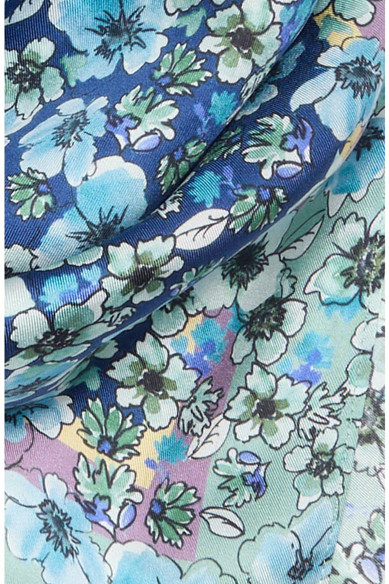 Print Silk Square Scarf, Alternate, color, DITZY BLUE FLORALS