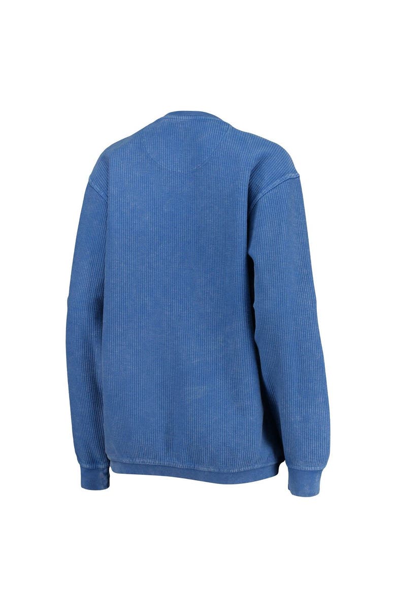 PRESSBOX Women's Pressbox Royal Delaware Fightin' Blue Hens Comfy Cord Vintage Wash Basic Arch Pullover Sweatshirt, Alternate, color, Royal