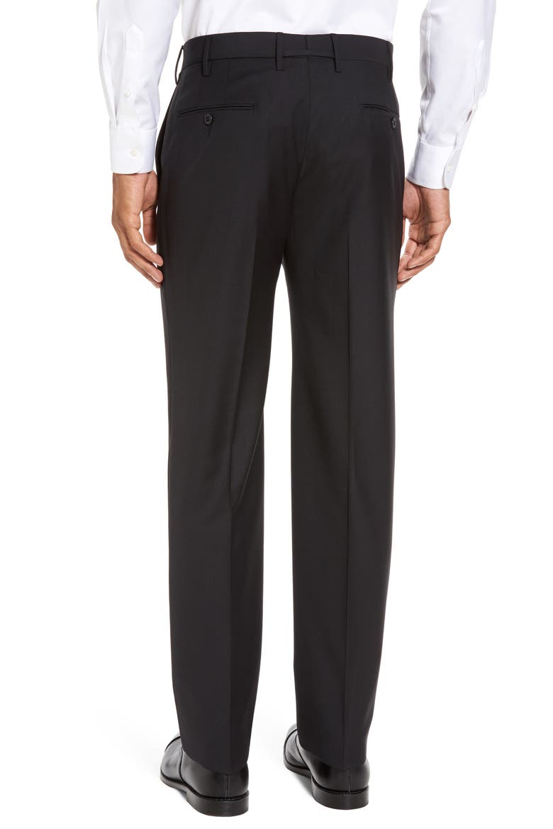 Parker Flat Front Sharkskin Wool Trousers, Alternate, color, BLACK