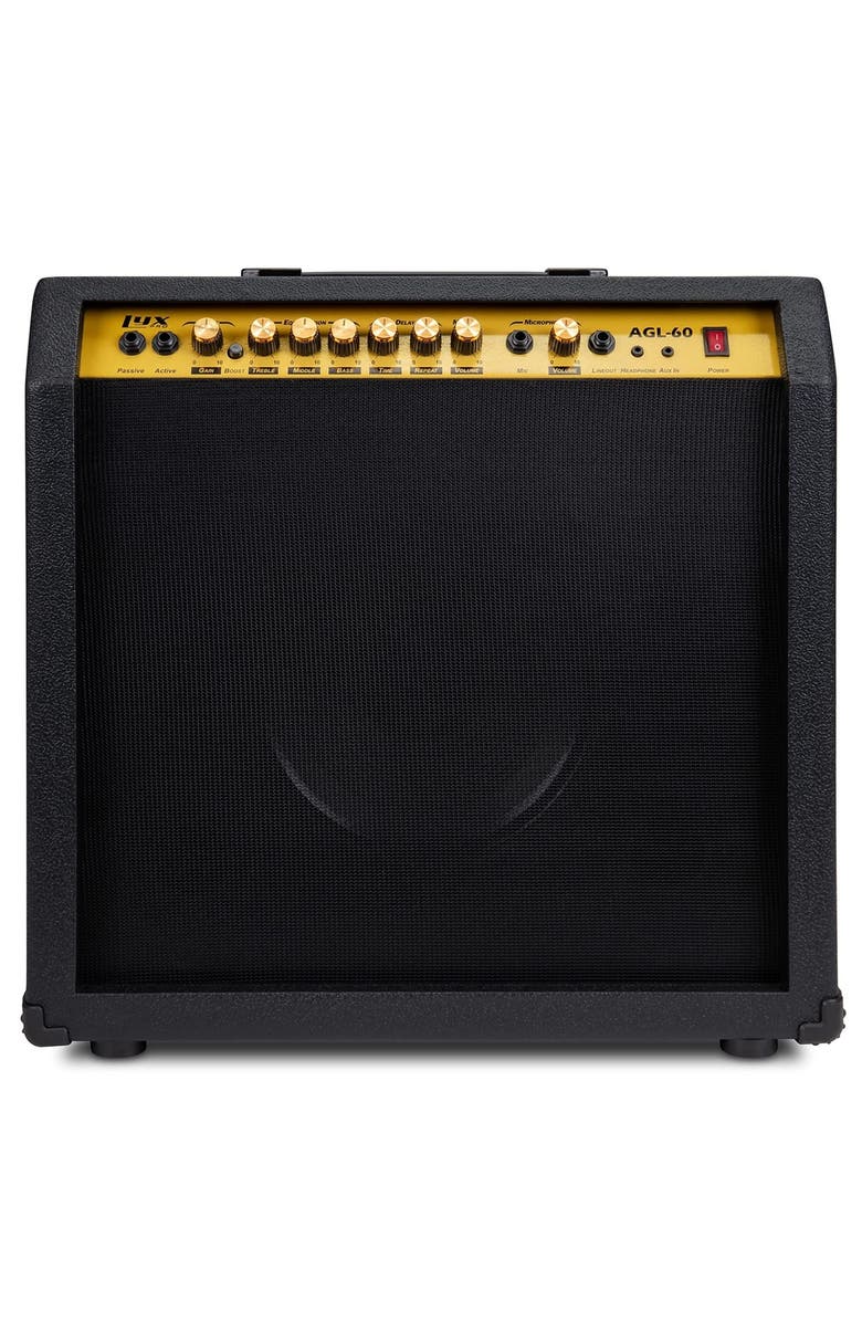 Lyxpro 60 Watt Electric Guitar Amplifier with 10, 4-Ohm Speaker, Microphone Inputs & More, Main, color, Black