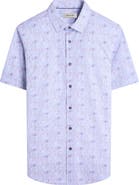 Bugatchi Miles OoohCotton® Leaf Print Short Sleeve Button-Up Shirt