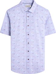 Bugatchi Miles OoohCotton® Leaf Print Short Sleeve Button-Up Shirt