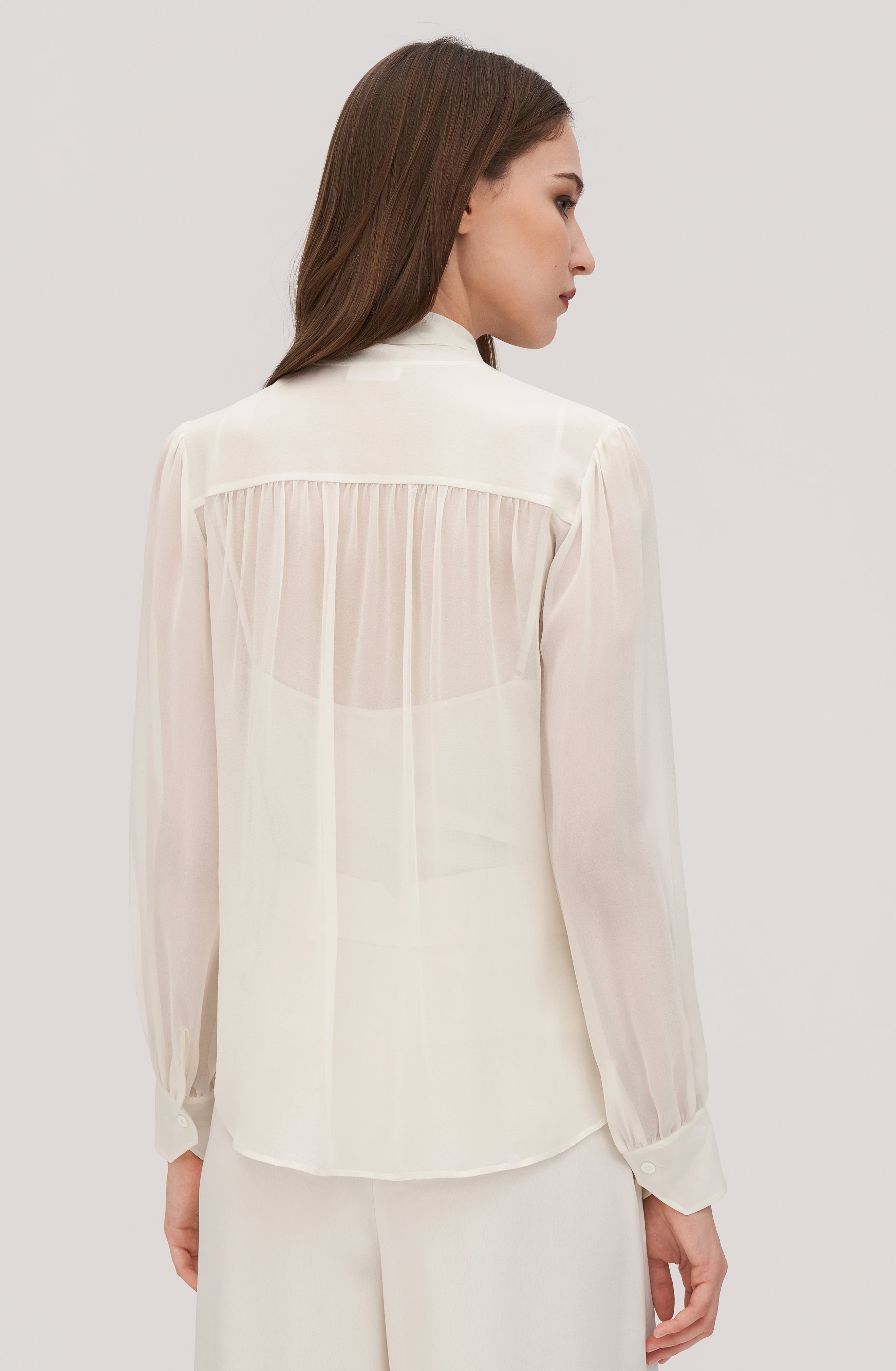 Bow Tie Sheer and Lightweight Silk Jasmine Blouse - image 4