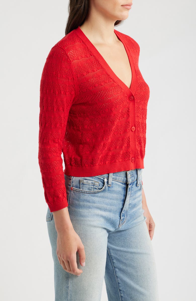 Seasalt Cornwall Sweet Day Pointelle Cardigan, Alternate, color, Knit Melange Boat Red
