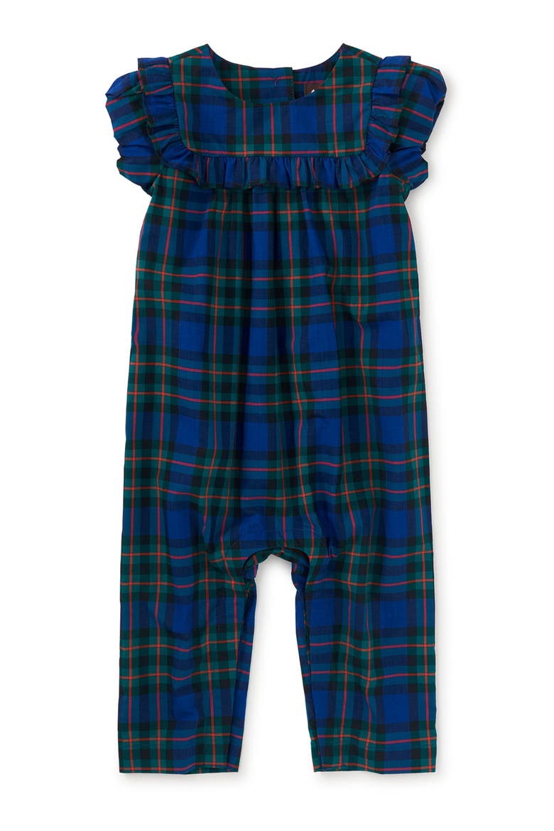 Plaid Ruffle Baby Romper, Main, color, Busan Holiday Plaid