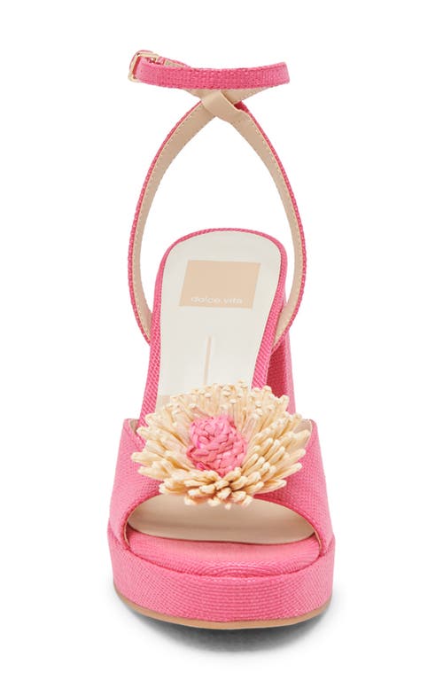 Dolce Vita Paulos Platform Sandal In Pink Raffia