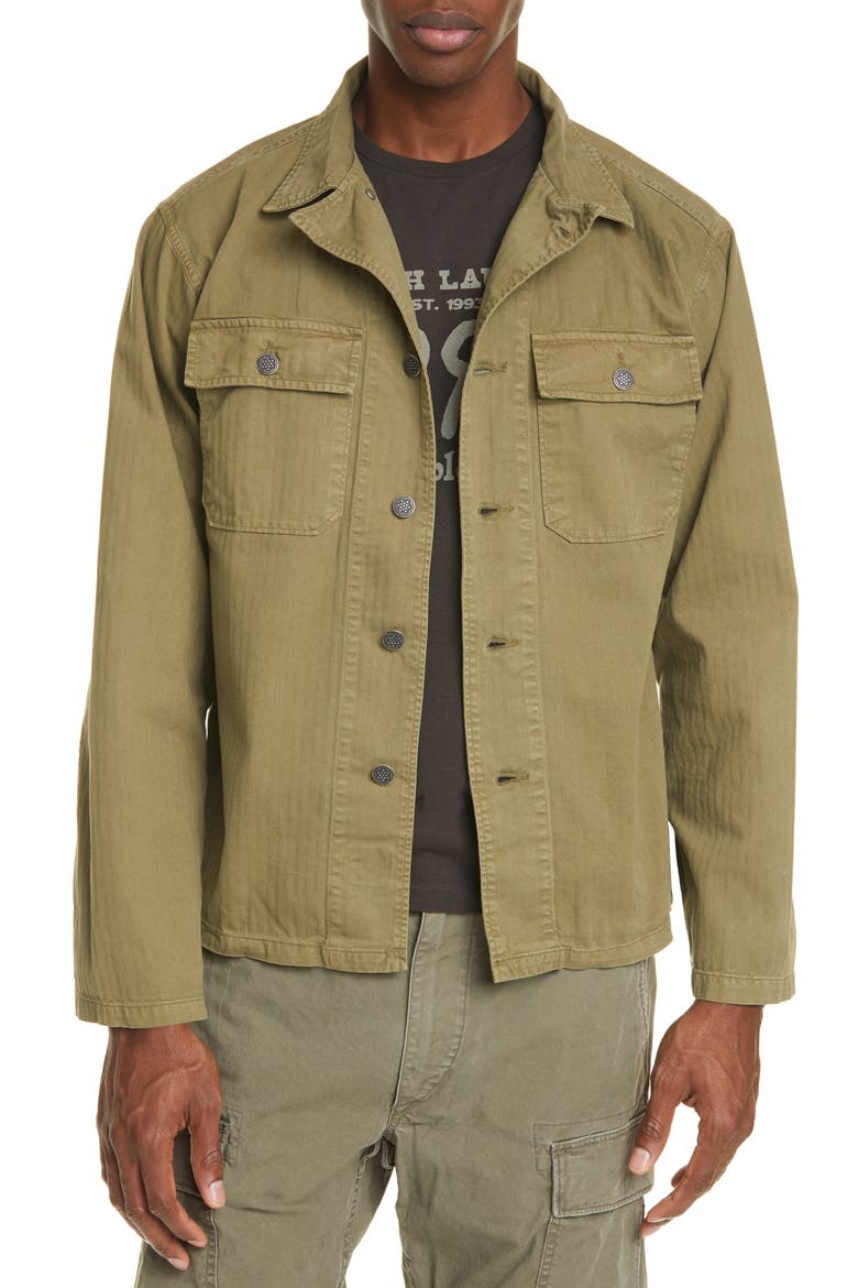 RRL Curtis Military Shirt Jacket, Main, color, OLIVE DRAB