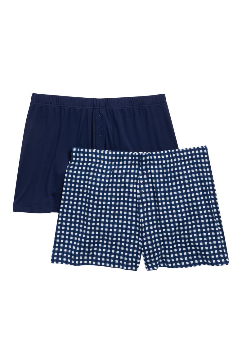 2-Pack Gingham Lounge Shorts, Main, color, NAVAL BLUE