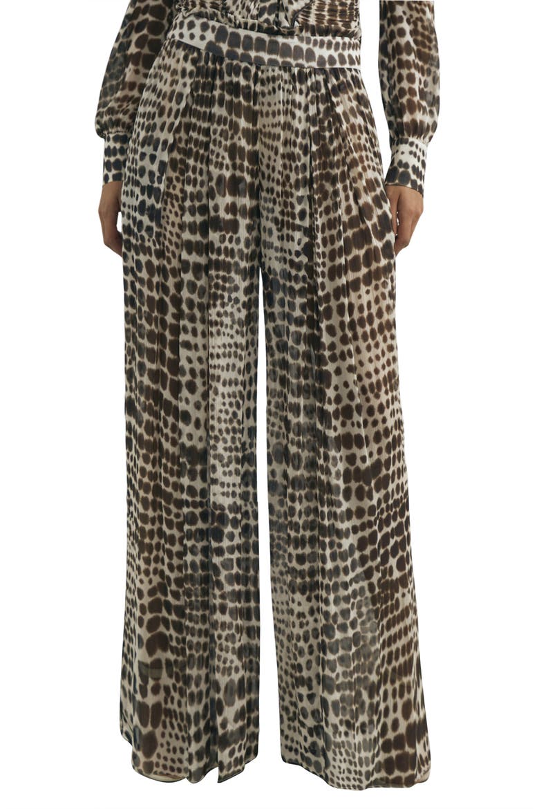 Aurelie Wide Leg Animal Print Pants, Main, color, CHOCOLATE
