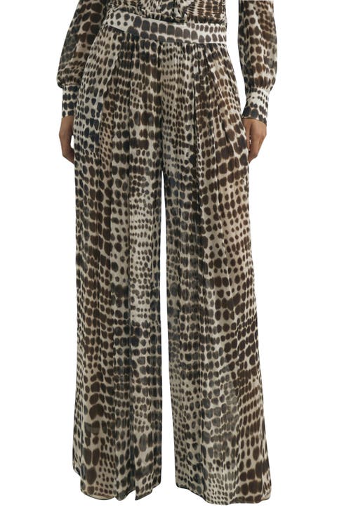 Aurelie Wide Leg Animal Print Pants