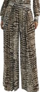 Reiss Aurelie Wide Leg Animal Print Pants