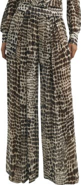 Reiss Aurelie Wide Leg Animal Print Pants
