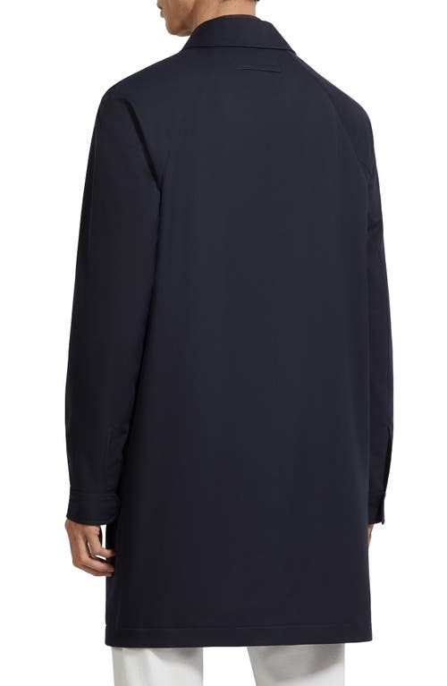 Zegna Water Repellent Microfiber Twill Raincoat In Blue