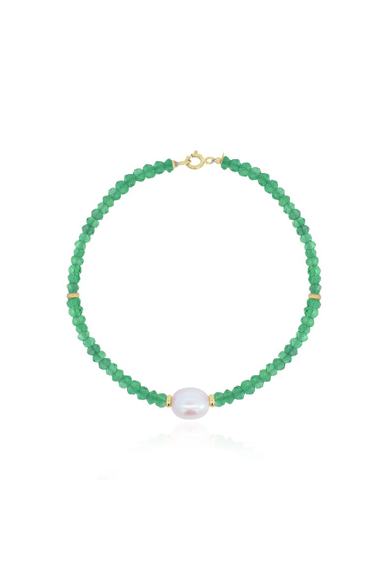 Green Onyx Bead Pearl Bracelet, Main, color, Green Onyx