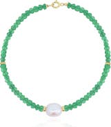 The Lovery Fine Jewelry Green Onyx Bead Pearl Bracelet