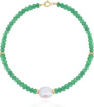 The Lovery Fine Jewelry Green Onyx Bead Pearl Bracelet